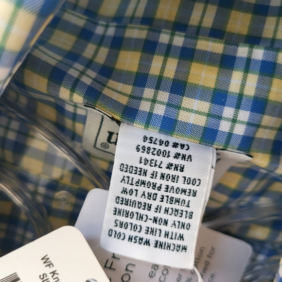 LL Beak Wrinkle Free Blue and Yellow Men's Button Up Dress Shirt Size S NWT - Picture 12 of 12